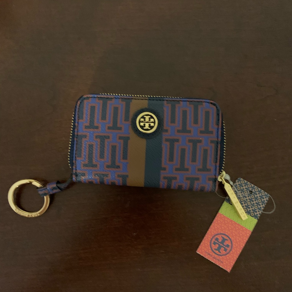 Nwt Tory Burch Authentic Rare Roslyn Pebbled Leather Zip Coin Case